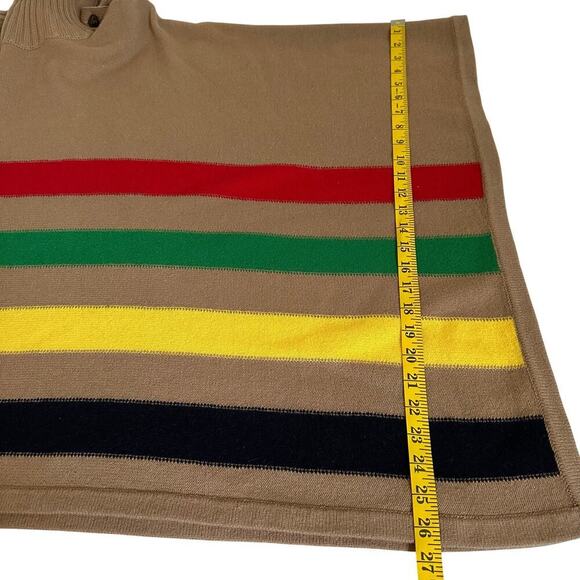 NWT Lauren Ralph Lauren Striped Wool Blend Poncho Camel S/M - Picture 6 of 7